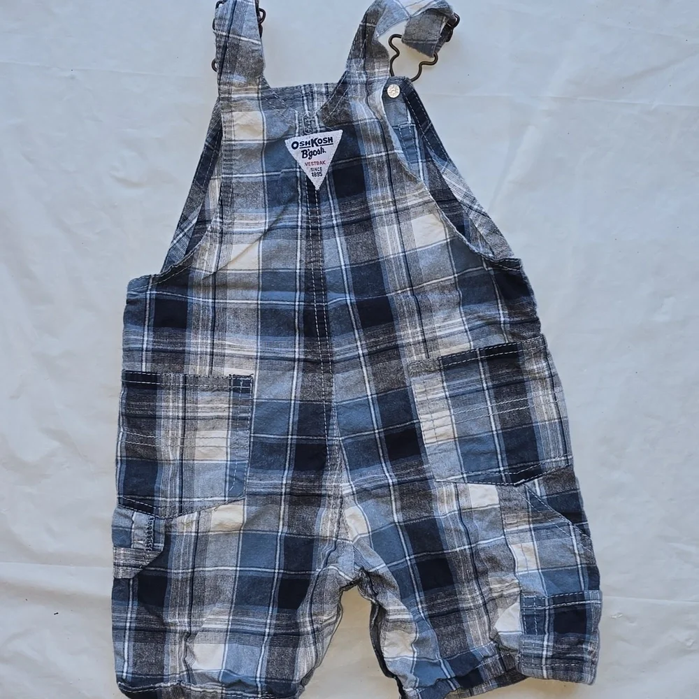 OshKosh B'gosh Blue Plaid Toddler Shortalls